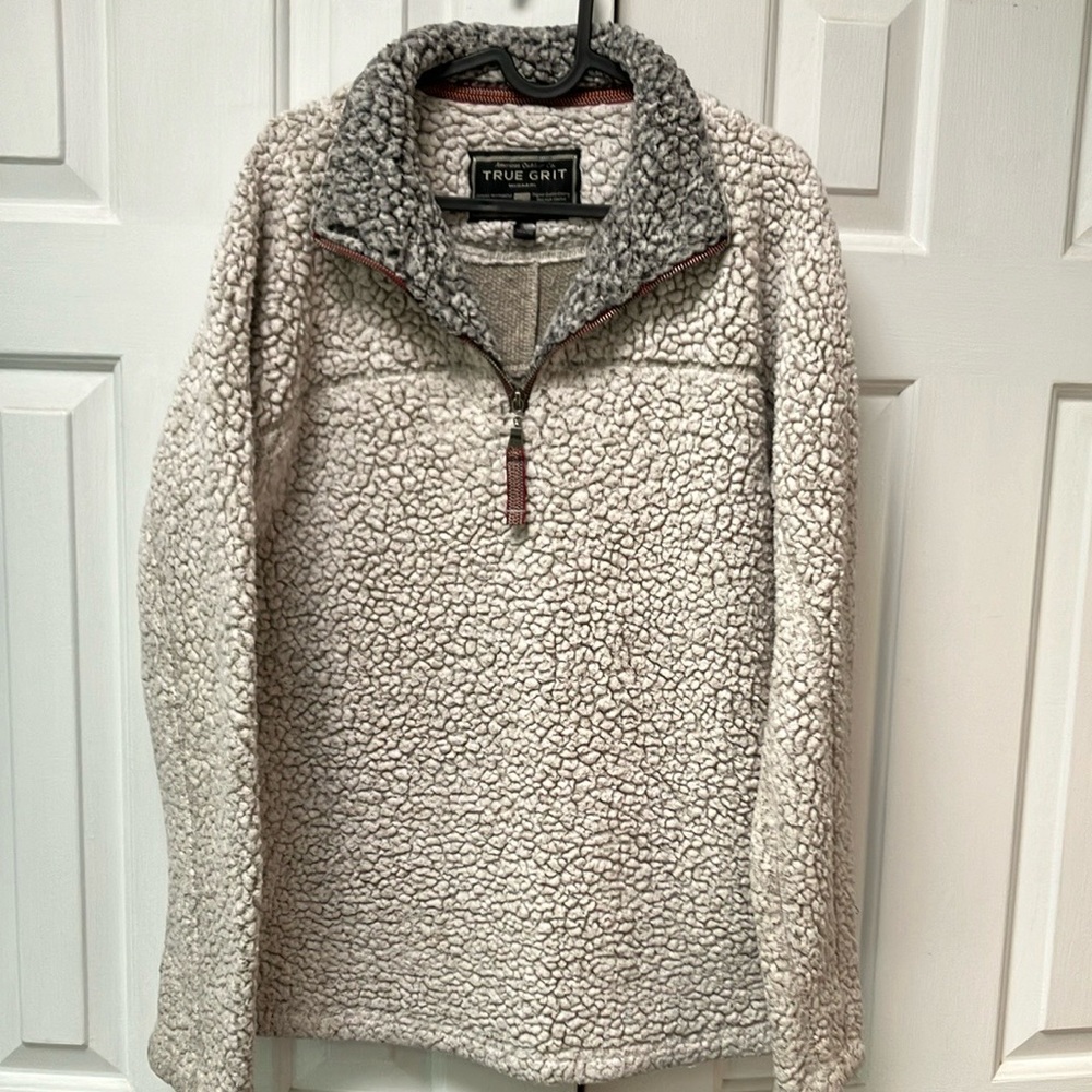 True Grit/American Outdoor Co. Ecru w/contrasting gray pile—soft zipup Unisex.